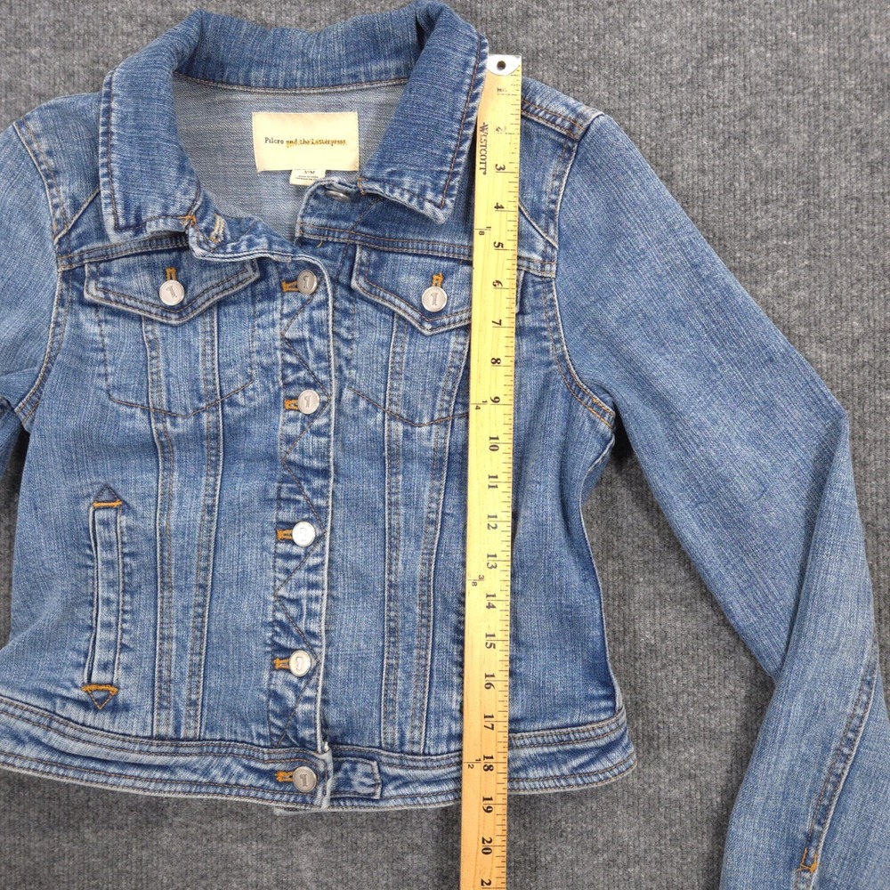 Anthropologie Pilcro Denim Trucker Jacket Womens M Blue Cropped Medium Wash - Picture 6 of 10